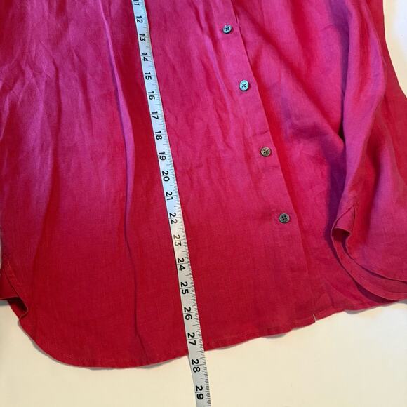 J. Jill Linen Blouse Sz LG Red Long Sleeve Lightweight Preppy Classic Staple EUC - Picture 11 of 13